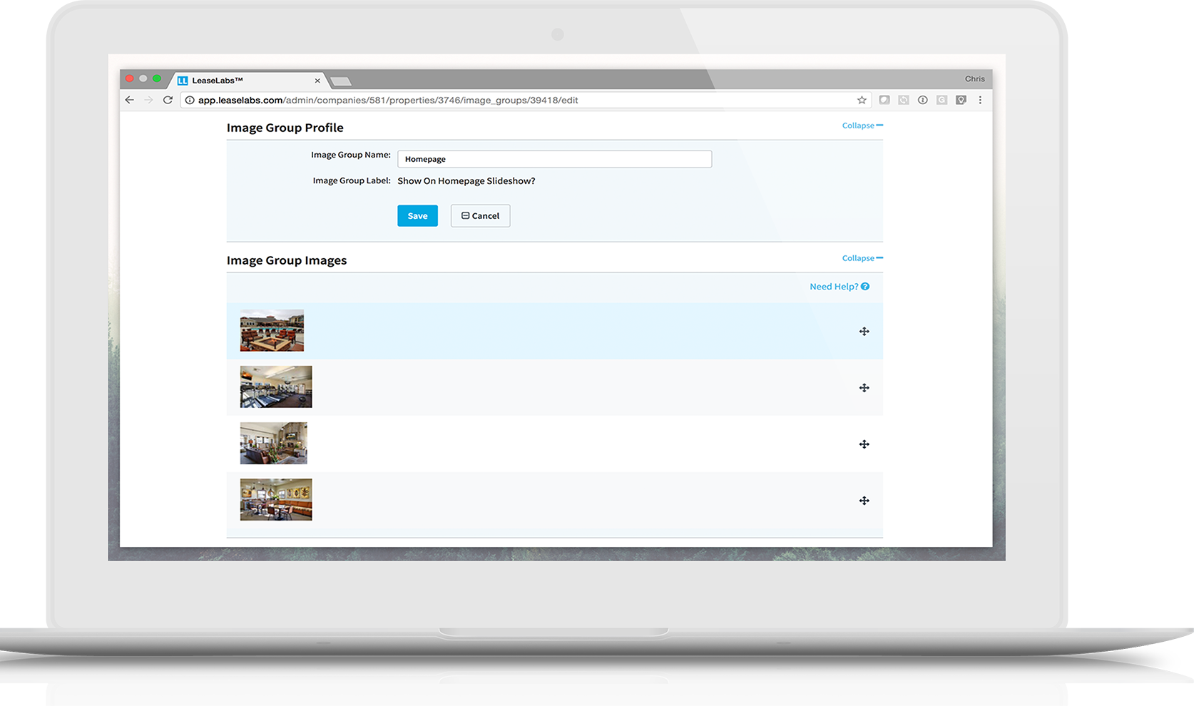 Laptop Displaying LeaseLabs CMS Image Group