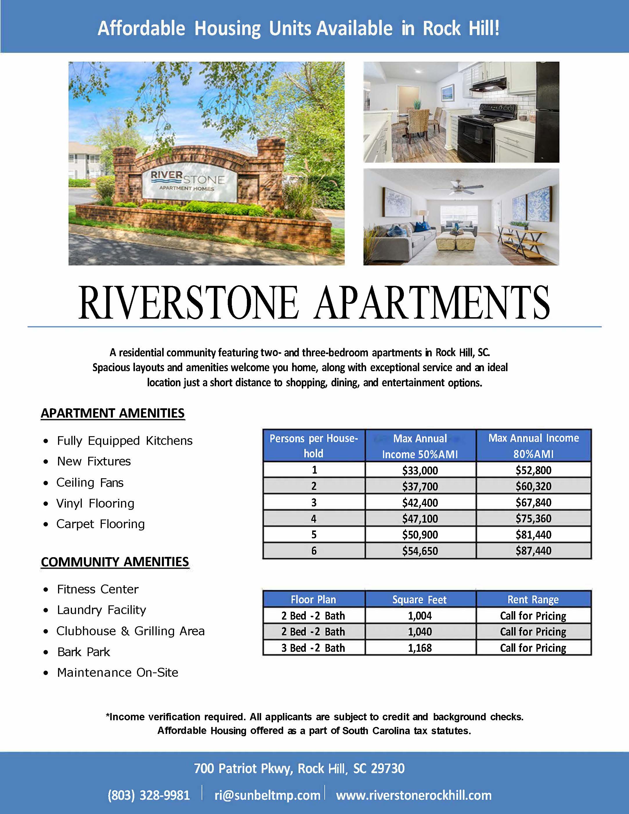 Riverstone Apartments Affordability